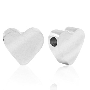 Perlen aus Stainless Steel - Rostfreiem Stahl Heart Silber