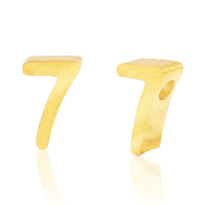 Perlen aus Stainless Steel - Rostfreiem Stahl Zahlen 7 Gold