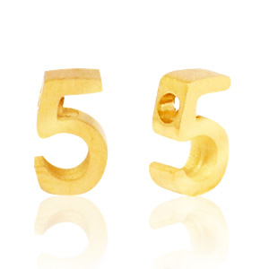 Perlen aus Stainless Steel - Rostfreiem Stahl Zahlen 5 Gold