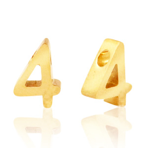 Perlen aus Stainless Steel - Rostfreiem Stahl Zahlen 4 Gold