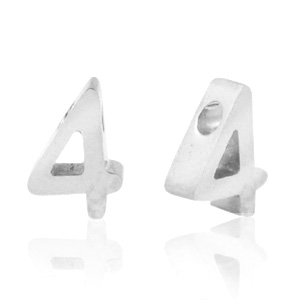 Perlen aus Stainless Steel - Rostfreiem Stahl Zahlen 4 Silber