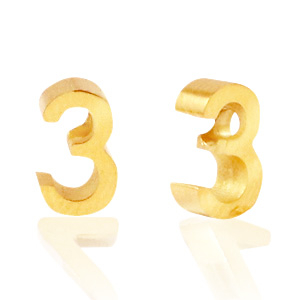 Perlen aus Stainless Steel - Rostfreiem Stahl Zahlen 3 Gold