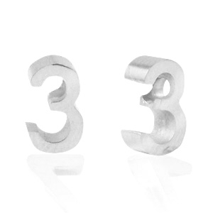 Perlen aus Stainless Steel - Rostfreiem Stahl Zahlen 3 Silber