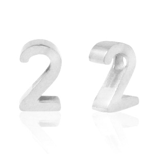 Perlen aus Stainless Steel - Rostfreiem Stahl Zahlen 2 Silber