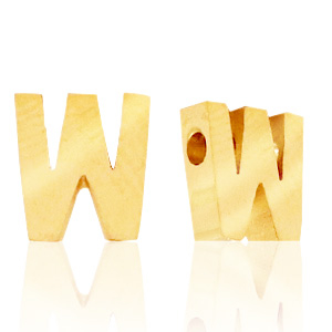 Perlen aus Stainless Steel - Rostfreiem Stahl Buchstaben W Gold