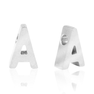 Perlen aus Stainless Steel - Rostfreiem Stahl Buchstaben A Silber