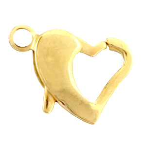 Zubeh&ouml;r aus Stainless Steel - Rostfreiem Stahl Karabinerverschluss Herz 11mm Gold