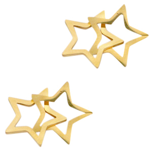 Anh&auml;nger aus Stainless Steel - Rostfreiem Stahl Zwischenst&uuml;ck double Star Gold