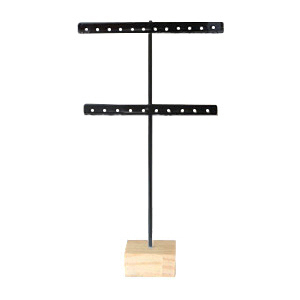Schmuck Display T-Form Ohrringe mit Holz St&auml;nder Schwarz-Holz