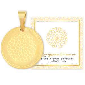 Anh&auml;nger aus Stainless Steel - Rostfreiem Stahl Mix & Match 15mm Birth flower November-Chrysant Gold