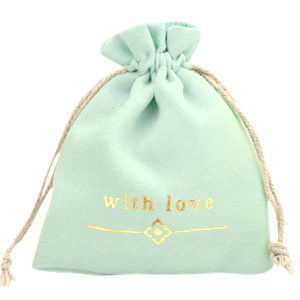 Schmuck Beutel "with love" Mint green-gold