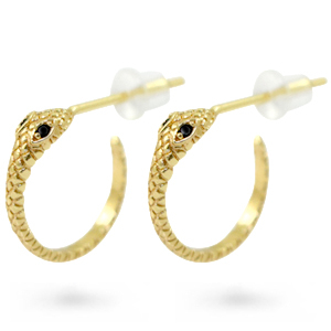 Zirconia Ohrstecker Snake Gold-black