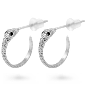 Zirconia Ohrstecker Snake Silver-black
