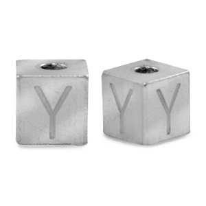 Perlen aus Stainless Steel - Rostfreiem Stahl Buchstaben Y Silber