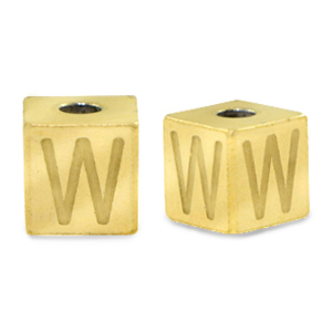 Perlen aus Stainless Steel - Rostfreiem Stahl Buchstaben W Gold