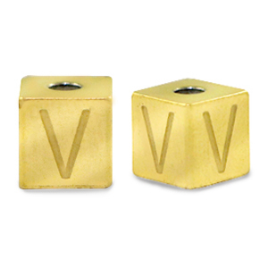 Perlen aus Stainless Steel - Rostfreiem Stahl Buchstaben V Gold