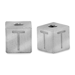 Perlen aus Stainless Steel - Rostfreiem Stahl Buchstaben T Silber