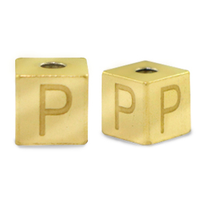 Perlen aus Stainless Steel - Rostfreiem Stahl Buchstaben P Gold