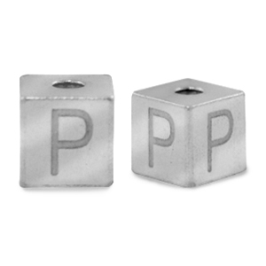 Perlen aus Stainless Steel - Rostfreiem Stahl Buchstaben P Silber