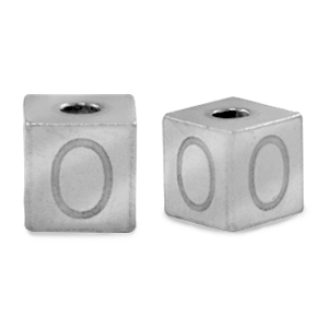 Perlen aus Stainless Steel - Rostfreiem Stahl Buchstaben O Silber