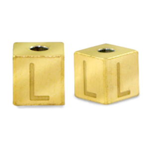 Perlen aus Stainless Steel - Rostfreiem Stahl Buchstaben L Gold