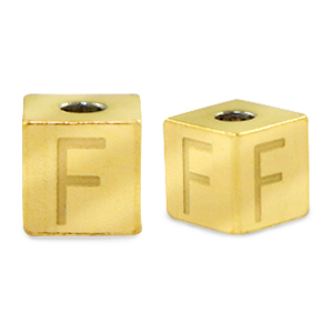 Perlen aus Stainless Steel - Rostfreiem Stahl Buchstaben F Gold