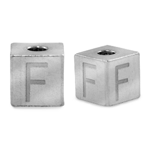 Perlen aus Stainless Steel - Rostfreiem Stahl Buchstaben F Silber