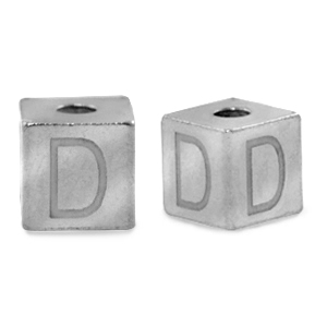Perlen aus Stainless Steel - Rostfreiem Stahl Buchstaben D Silber