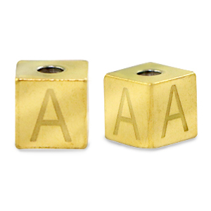 Perlen aus Stainless Steel - Rostfreiem Stahl Buchstaben A Gold