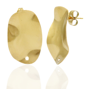 Stainless Steel - Rostfrei Stahl Ohrringe/Ohrstecker Oval mit &Ouml;se Gold