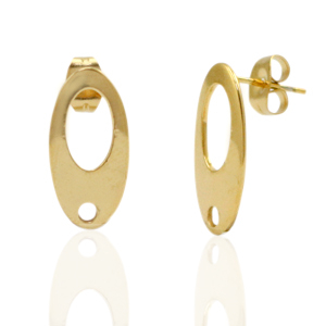 Stainless Steel - Rostfrei Stahl Ohrringe/Ohrstecker Oval mit &Ouml;se Gold