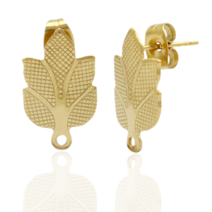Stainless Steel - Rostfrei Stahl Ohrringe/Ohrstecker Leaf mit &Ouml;se Gold