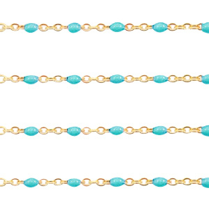 Zubeh&ouml;r aus Stainless Steel - Rostfreiem Stahl Gliederkette 1mm Turquoise blue-gold