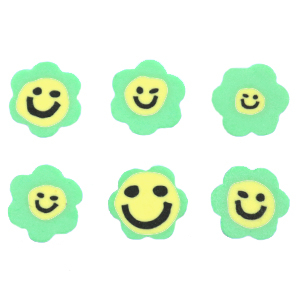 Perlen Polymer Blume Smiley Neon green