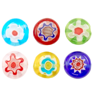 Millefiori-Glasperlen Disc Flower 8mm Multicolour