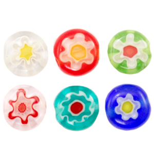 Millefiori-Glasperlen Disc Flower 6mm Multicolour