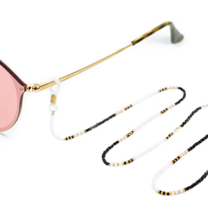 Sonnenbrillen Kordel aus Rocailles Gold-Schwarz-Weiss