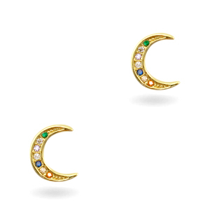 Brass Elements Zirkonia Rainbow Mond Gold