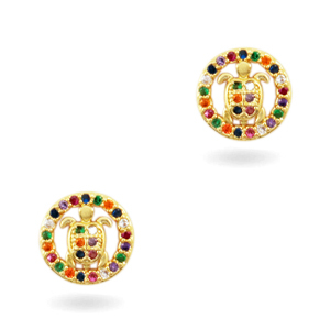 Brass Elements Zirkonia Rainbow Schildkr&ouml;te Gold