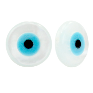 Perle Muschel Disc Evil Eye White