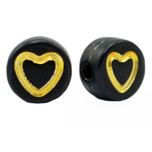 Acryl Buchstaben heart Black-gold