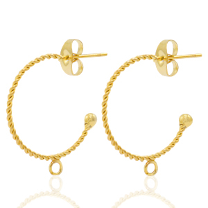 Stainless Steel - Rostfrei Stahl Ohrringe Ohrstecker Creolen mit &Ouml;se Gold