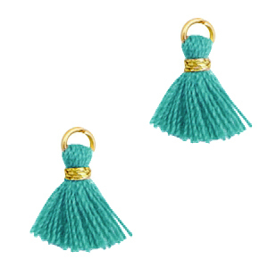 Quaste Perlen 1cm Gold-jade green