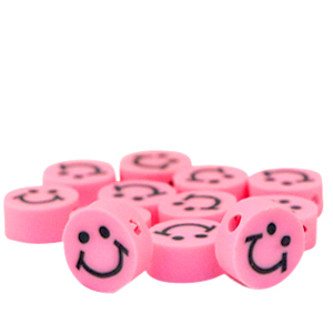 Perlen Polymer Smiley Neon pink