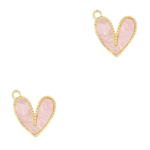Anh&auml;nger aus Resin Heart Gold-light pink