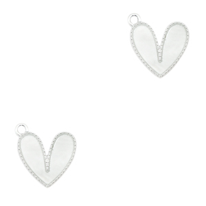 Anh&auml;nger aus Resin Heart Silver-off white