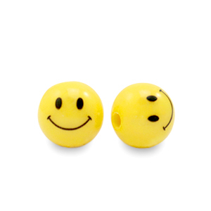 8 mm Perlen aus Acryl Smiley Yellow