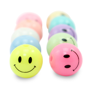 10 mm Perlen aus Acryl Smiley Multicolour