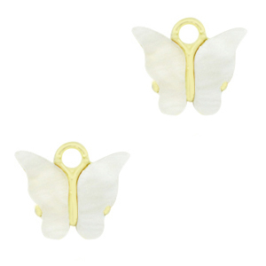 Anh&auml;nger aus Resin butterfly Gold-off white