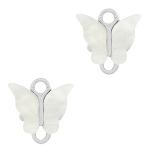 Anh&auml;nger aus Resin Zwischenst&uuml;ck butterfly Silver-off white